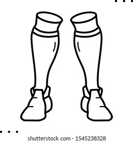 Football Uniform: socks  and soccer cleats  line art icon.  Black  aesthetic contour.