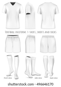 Football uniform: t-shirt, shorts and socks. Fully editable handmade mesh. Vector illustration.