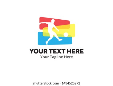 football unique simple logo creative design in flat style with color . soccer creative simple logo creative design in flat style with color