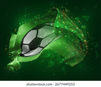 Football, vector 3d flag on green background