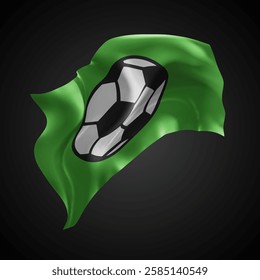 Football, vector 3d flag with waves on a black background