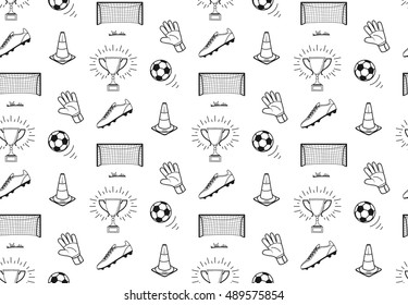 Football vector background. Vector illustration of seamless soccer wallpaper pattern for your design