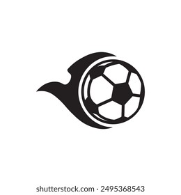 Football Vektorgrafik Design mit weißem Hintergrund und schwarzen Flammen an der Seite