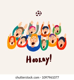 Football vector fans, cute colorful illustration