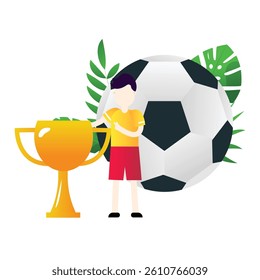 Football vector flat illustration, isolated on the white background