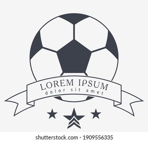  Football Vector Icon. Emblem Soccer Ball. Soccer Club Logo. Ribbon with Copyspace Area for Your Text or Slogan. Logo or Tattoo. Sticker or Patch for Jackets, Shirt and T-Shirts