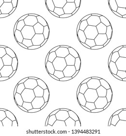 Football Vector Icon, Emblem Soccerball. Vector Illustration Isolated In White Background. Line Style. Seamless Football Pattern