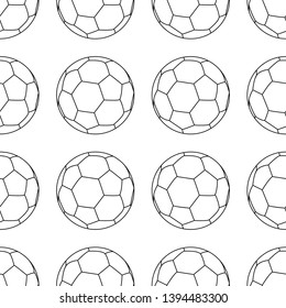 Football vector icon, emblem soccerball. Vector illustration isolated in white background. Line style. Seamless football pattern