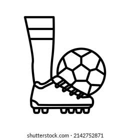 football vector icon set. Line vector icons like ball, field, goal, referee, player, stadium and more on white background. Editable flat line vector illustration.