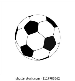 Football. Vector icon of soccer ball. Flat style. Black and white