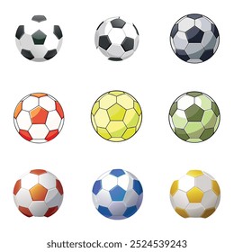 Iconos de vectores de fútbol que muestran una variedad de diseños para proyectos relacionados con el deporte. Ideal para logotipos, Ocio y competiciones de fútbol, tanto en Configuraciones de equipo como de ocio.