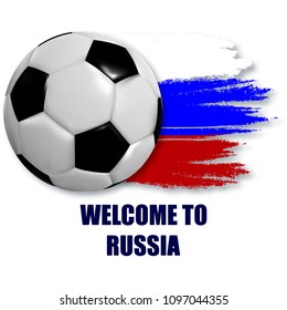 Football vector illustration with a ball on the background of the flag of Russia.