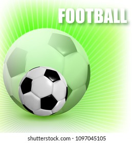 Football vector illustration with a ball on a green background.