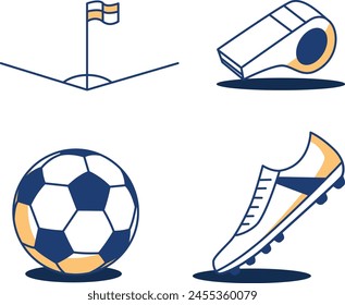 Football Vector Illustration Icon Ball Element Shoes Whistle Corner Flag