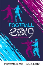 football vector illustration, sport background in grunge style for invitation, booklet, flyer, cards