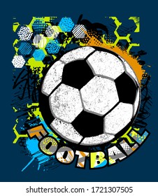 Football vector illustration for t-shirt. Sport print  for boy. Soccer game