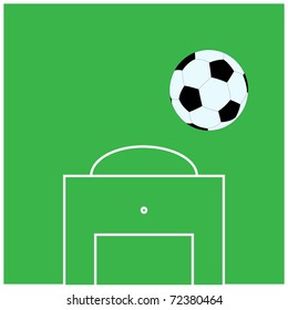 Football vector image. Ball on th football field. Soccer field with the ball.