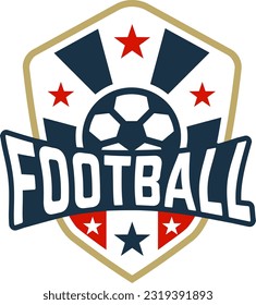 football vector logo or soccer team badge sign. perfect for collage, banner, school, championship event, etc.