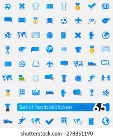 football vector sticker icons with shadow. Paper cut