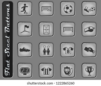 football vector web icons on the flat steel buttons