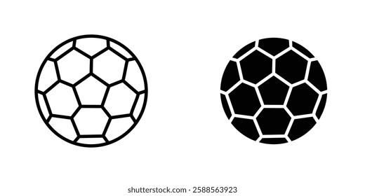 Football vectors icons set in filled and strokes on white background