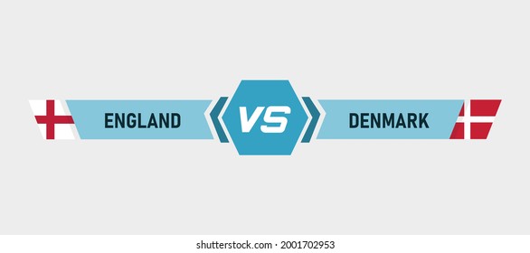 Football versus illustration. Denmark vs. England. Vector in flat design