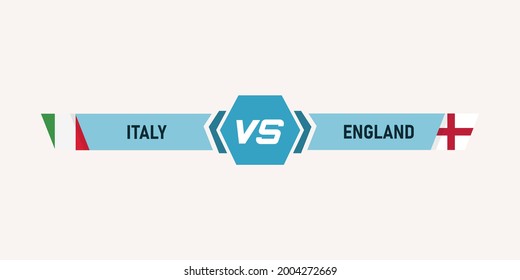 Football versus illustration. Italy vs. England. Vector in flat design