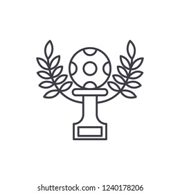 Football victory line icon concept. Football victory vector linear illustration, symbol, sign