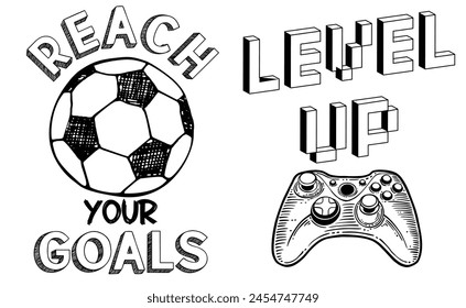 Football, Video game controller with text, single colour emblem on a white background