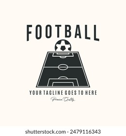 football vintage logo vector minimalist illustration design, soccer on field logo design