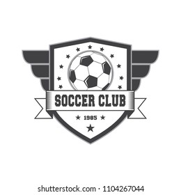 Football vintage soccer logo isolated on white background. Vector illustration.