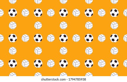 Football, and volleyball pattern background design, seamless, simple, modern. 