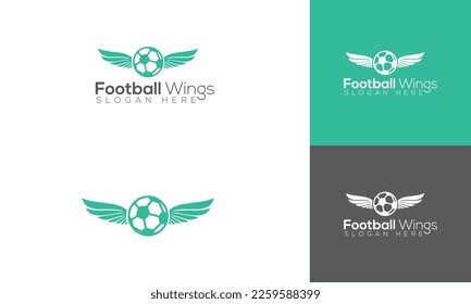 football Wings logo Design Minimal Football Fly, Wings logo