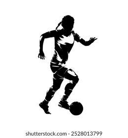 Football women, female soccer player, isolated vector silhouette