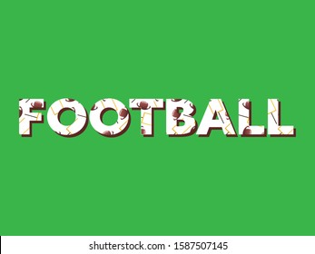 Football Word with Football Balls and Gates on Green Background