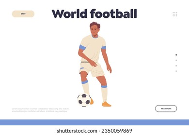 Football world advertisement landing page design template offering to join professional soccer team