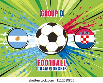 Football world championship match template. Argentina vs Croatia. Group D. Color vector illustration