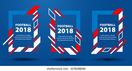 Football World Cup 2018. Design of stylish background soccer championship. Frames from colored lines. Element design cards. sport event, 2018 trend. Dynamic lines vector illustration