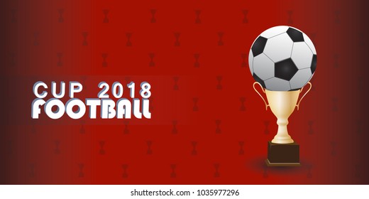 Football world cup 2018 isolated on red background.Soccer championship cup for web site,poster,placard,flyer and wallpaper.Useful for backdrop template. Creative art concept,vector illustration eps 10