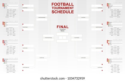 Football World Cup tournament schedule. Vector Soccer Bracket.