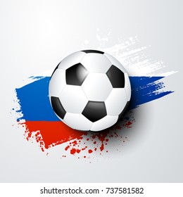 football world or european championship with ball and russia flag colors.