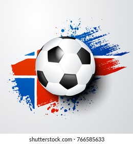 football world or european championship with ball and iceland flag colors.