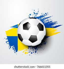 football world or european championship with ball and sweden flag colors.