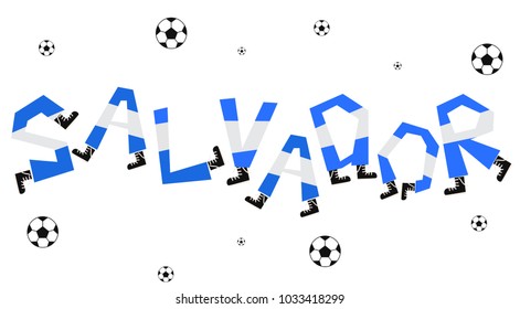 Football World Flag on Funny Alphabet Set : Salvador : Vector Illustration