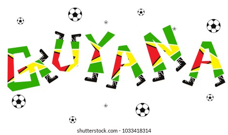 Football World Flag on Funny Alphabet Set : Guyana : Vector Illustration
