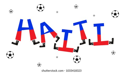 Football World Flag on Funny Alphabet Set : Haiti : Vector Illustration