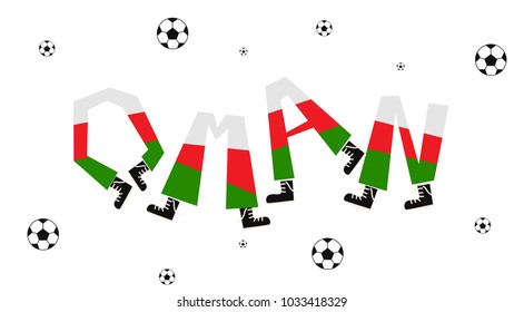 Football World Flag on Funny Alphabet Set : Oman : Vector Illustration