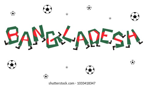 Football World Flag on Funny Alphabet Set : Bangladesh : Vector Illustration
