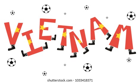 Football World Flag on Funny Alphabet Set : Vietnam : Vector Illustration