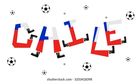 Football World Flag on Funny Alphabet Set : Chile : Vector Illustration